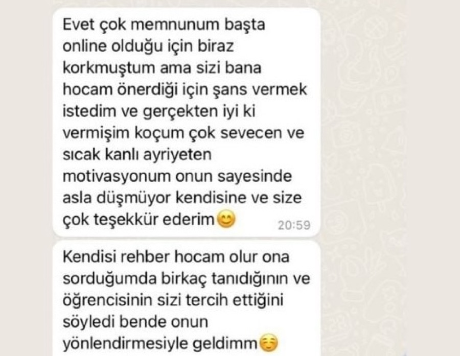 Online süreç - Memnuniyet mesajı